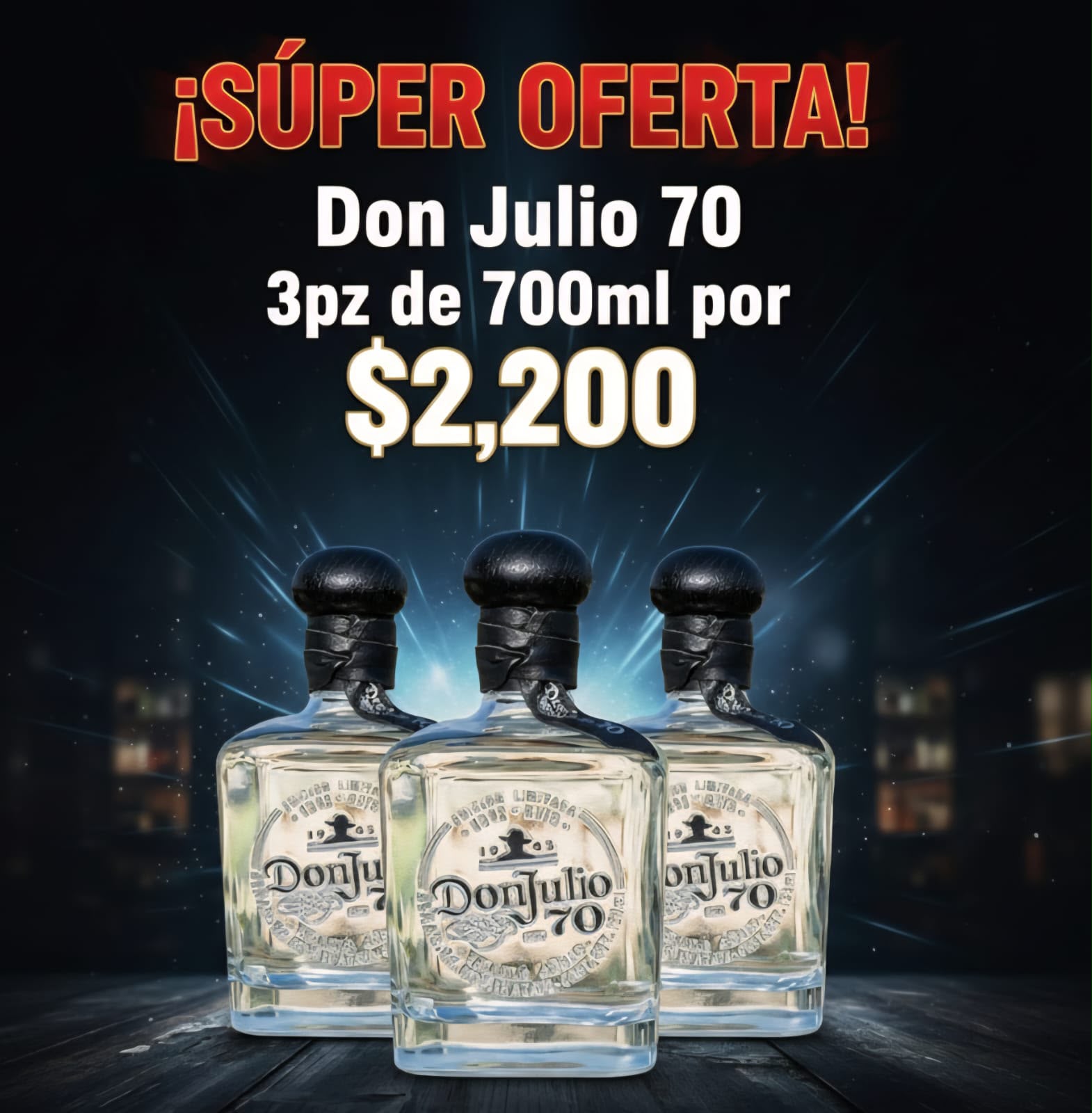 Don Julio 70 Cristalino — 3 botellas 700ml a $2,200 MXN